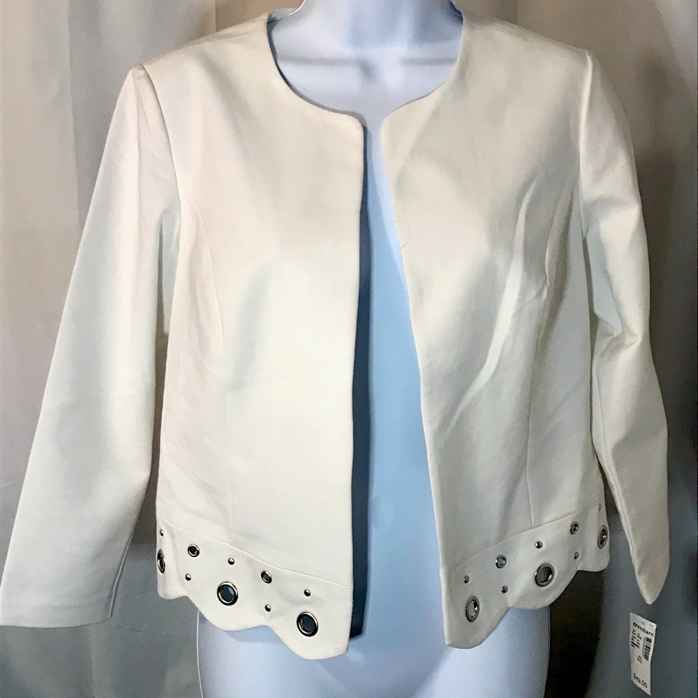 NWT Roz & Ali White Jacket w Scallops & Grommets